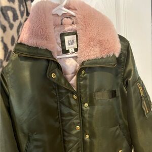 Gap Women Green Bomber Jacket XS pink